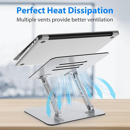 Laptop Stand for Desk, Adjustable Laptop Riser, Metal Foldable Computer Stand Holder Portable Notebook Mount, Ventilated Cooling Printer Stand Compatible with 10 - 15.6” Laptops | Stands - TrueDesk