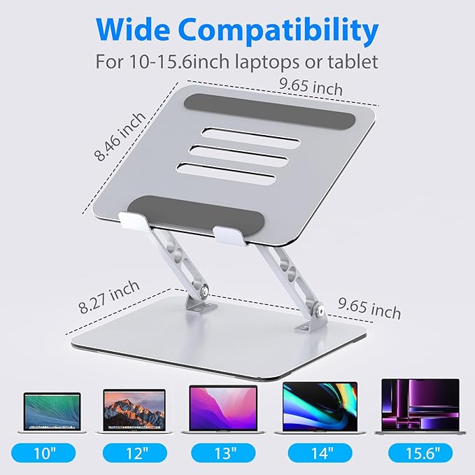 Laptop Stand for Desk, Adjustable Laptop Riser, Metal Foldable Computer Stand Holder Portable Notebook Mount, Ventilated Cooling Printer Stand Compatible with 10 - 15.6” Laptops | Stands - TrueDesk