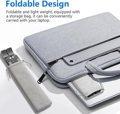 Laptop Stand for Desk, Aluminum Metal MacBook Stand, Computer Riser for Desk, Portable Foldable Adjustable Notebook Holder, Compatible with 10 - 15.6 Inch Laptops, iPad, Black. | Stands - TrueDesk
