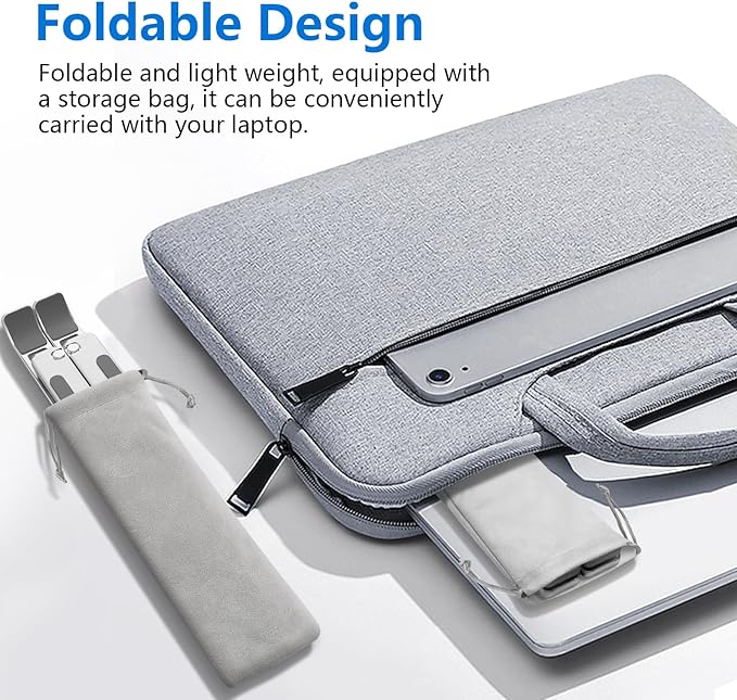 Laptop Stand for Desk, Aluminum Metal MacBook Stand，Computer Riser for Desk, Portable Foldable Adjustable Notebook Holder, Compatible with 10 - 15.6 Inch Laptops, iPad, Silver. | Stands - TrueDesk