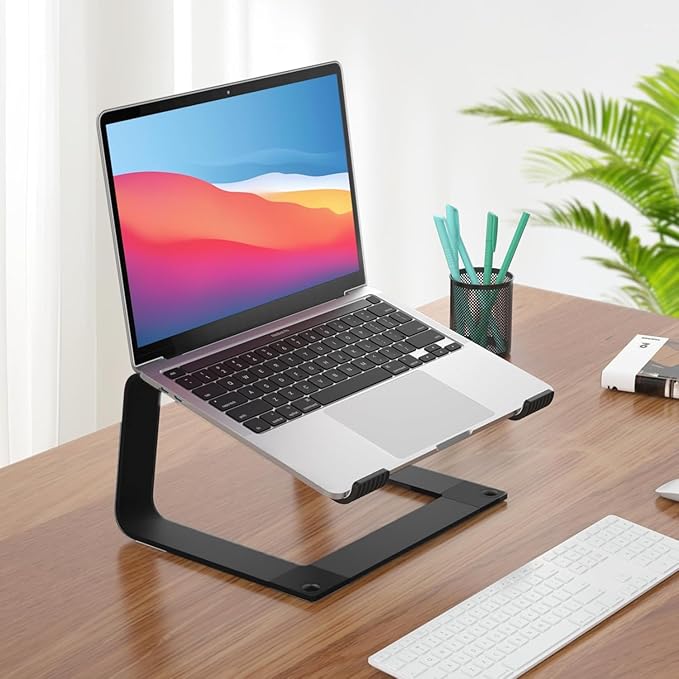 Laptop Stand for Desk Detachable Aluminum Computer Riser Portable Metal Notebook Printer Stand Holder Compatible with MacBook Air, Pro, Dell, HP, Lenovo and All 10 - 16" Laptops, Black | Stands - TrueDesk