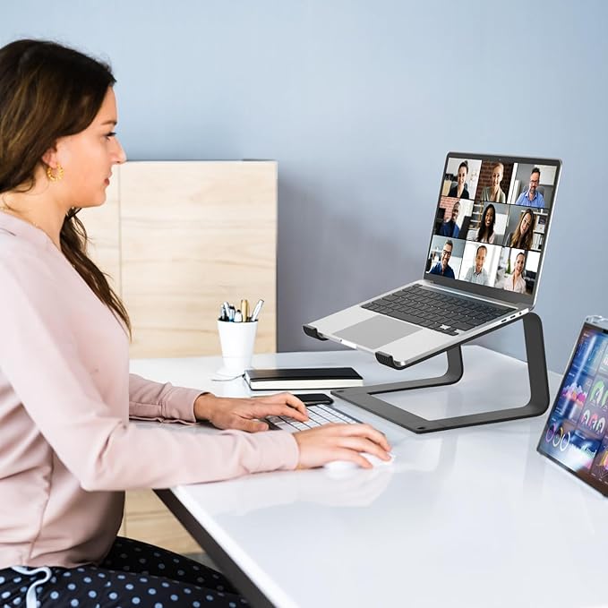 Laptop Stand for Desk Detachable Aluminum Computer Riser Portable Metal Notebook Printer Stand Holder Compatible with MacBook Air, Pro, Dell, HP, Lenovo and All 10 - 16" Laptops, Black | Stands - TrueDesk