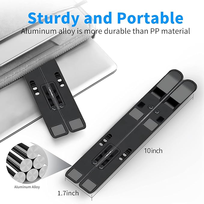 Laptop Stand for Desk, Ergonomic Design Adjustable Aluminum Foldable Portable Computer Stand, Compatible with MacBook Air Pro, HP, Lenovo, Dell, More 10 - 15.6”Inch and Tablets (Black) | Stands - TrueDesk