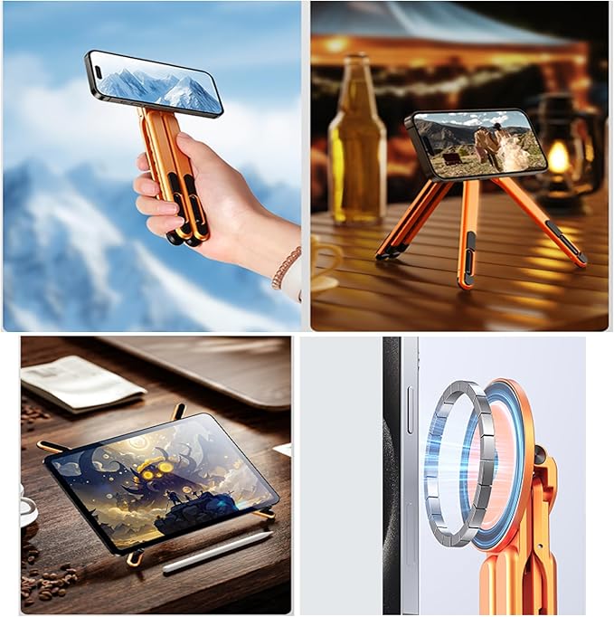 Laptop Stand for Desk, Foldable Aluminum Alloy Magnetic Computer Riser, Ergonomic 8 - Level Adjustable Height Travel Laptop Holder,Multi - Functional Stand for 10–16"Laptop,4–13" Tablet and Phone | Stands - TrueDesk