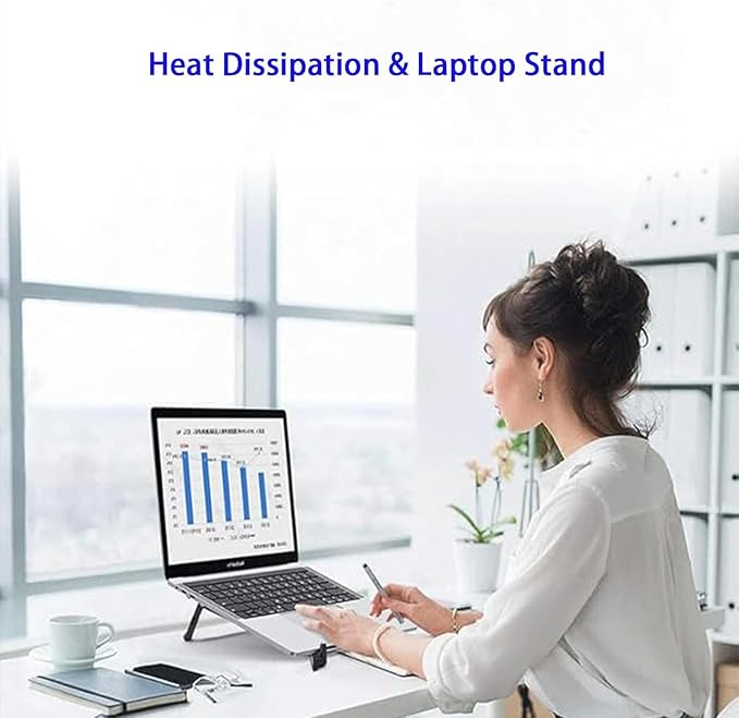Laptop Stand for Desk, Foldable Aluminum Alloy Magnetic Computer Riser, Ergonomic 8 - Level Adjustable Height Travel Laptop Holder,Multi - Functional Stand for 10–16"Laptop,4–13" Tablet and Phone | Stands - TrueDesk