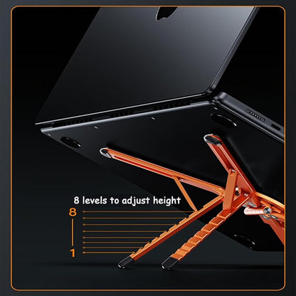 Laptop Stand for Desk, Foldable Aluminum Alloy Magnetic Computer Riser, Ergonomic 8 - Level Adjustable Height Travel Laptop Holder,Multi - Functional Stand for 10–16"Laptop,4–13" Tablet and Phone | Stands - TrueDesk