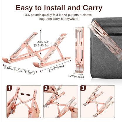 Laptop Stand, iVoler Laptop Holder Riser Computer Tablet Stand, 6 Angles Adjustable Aluminum Ergonomic Foldable Portable Desktop Holder Compatible with MacBook,iPad, HP, Dell10 - 15.6” Rose Gold | Stands - TrueDesk