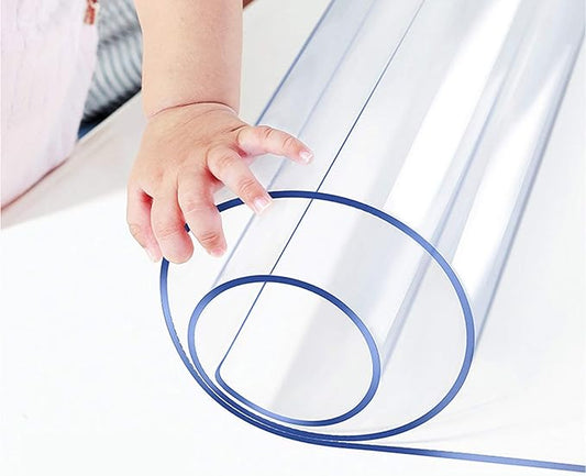 Large Clear Table Protector Transparent PVC Plastic Table Cloths Wedding Party Banquet Table Protector Easy Clean Water Resistant Furniture Screen Protection Floor Protector 46x110" or Trim for 104" | Table Pads - TrueDesk