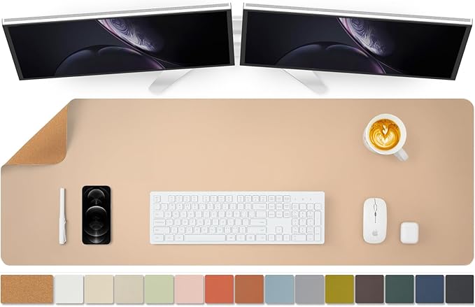 Large Cork Desk Mat - 47.2"x 17" Desk Pad for Office and Home - Ideal for Large Mouse Pad and Desk Mats on Top of Desks(Apricot) | Mouse Pads - TrueDesk