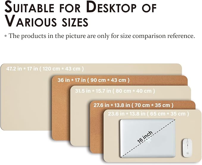 Large Cork Desk Mat - 47.2"x 17" Desk Pad for Office and Home - Ideal for Large Mouse Pad and Desk Mats on Top of Desks(Beige) | Mouse Pads - TrueDesk