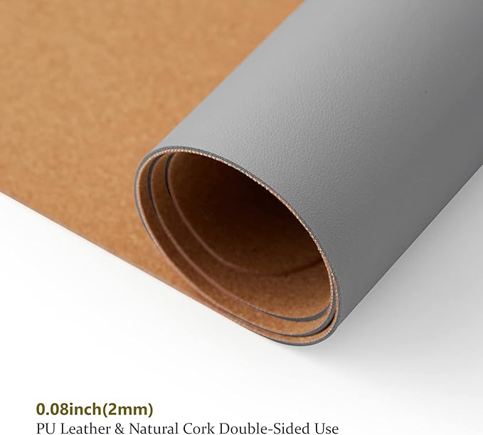 Large Cork Desk Mat - 47.2"x 17" Desk Pad for Office and Home - Ideal for Large Mouse Pad and Desk Mats on Top of Desks(Gray) | Desk Pads Blotters - TrueDesk