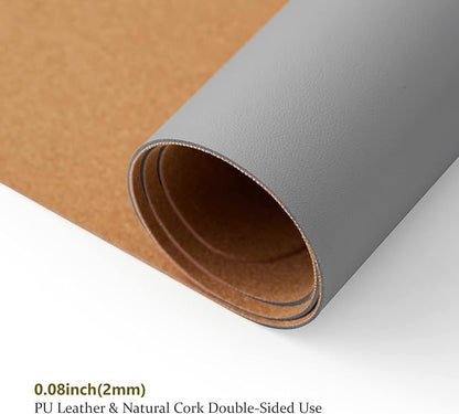 Large Cork Desk Mat - 47.2"x 17" Desk Pad for Office and Home - Ideal for Large Mouse Pad and Desk Mats on Top of Desks(Gray) | Desk Pads Blotters - TrueDesk