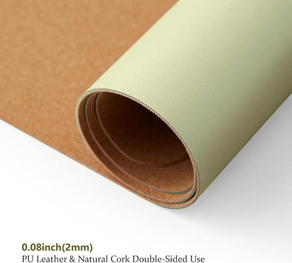 Large Cork Desk Mat - 47.2"x 17" Desk Pad for Office and Home - Ideal for Large Mouse Pad and Desk Mats on Top of Desks(Light Green) | Mouse Pads - TrueDesk