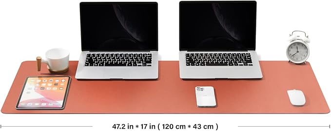Large Cork Desk Mat - 47.2"x 17" Desk Pad for Office and Home - Ideal for Large Mouse Pad and Desk Mats on Top of Desks(Orange) | Mouse Pads - TrueDesk