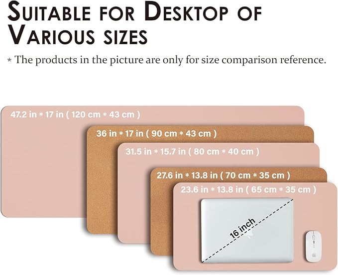 Large Cork Desk Mat - 47.2"x 17" Desk Pad for Office and Home - Ideal for Large Mouse Pad and Desk Mats on Top of Desks(Pink) | Mouse Pads - TrueDesk