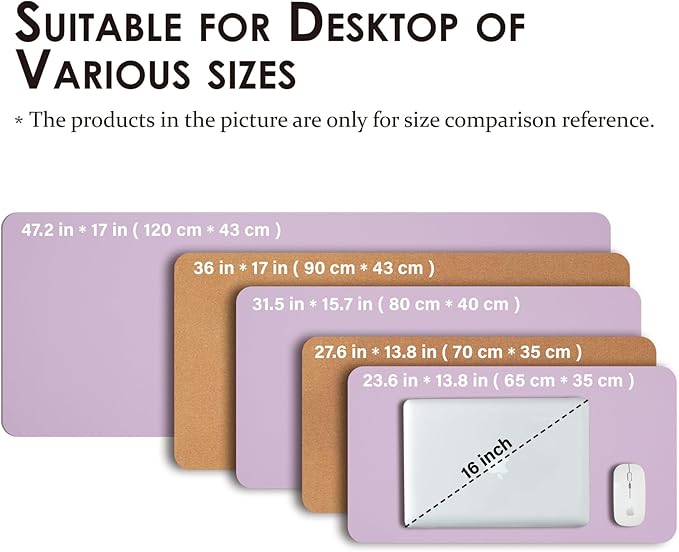 Large Cork Desk Mat - 47.2"x 17" Desk Pad for Office and Home - Ideal for Large Mouse Pad and Desk Mats on Top of Desks(Purple) | Mouse Pads - TrueDesk