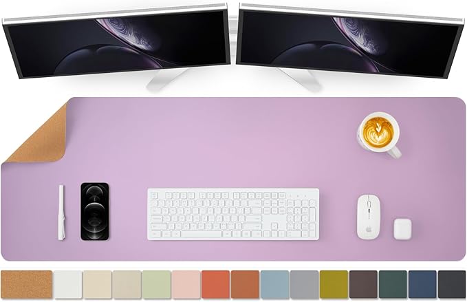 Large Cork Desk Mat - 47.2"x 17" Desk Pad for Office and Home - Ideal for Large Mouse Pad and Desk Mats on Top of Desks(Purple) | Mouse Pads - TrueDesk