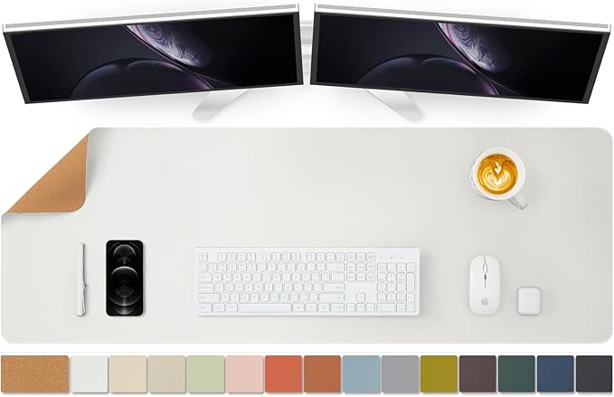Large Cork Desk Mat - 47.2"x 17" Desk Pad for Office and Home - Ideal for Large Mouse Pad and Desk Mats on Top of Desks(White) | Mouse Pads - TrueDesk