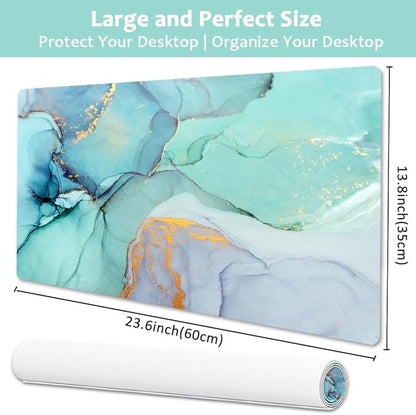Large Desk Mat, Dual Side PU Leather Waterproof Mousepad Desk Pad, Desk Protector Writing Pads Desk Accessories for Office and Home (B - Green Marble, 24''X14'') | Desk Pads Blotters - TrueDesk