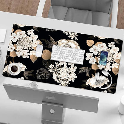 Large Desk Mat, Dual Side PU Leather Waterproof Mousepad Desk Pad, Desk Protector Writing Pads Desk Accessories for Office and Home (C - Black Gold Flower, 24''X14'') | Desk Pads Blotters - TrueDesk