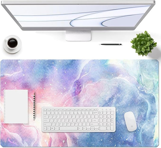 Large Desk Mat, Dual Side PU Leather Waterproof Mousepad Desk Pad, Desk Protector Writing Pads Desk Accessories for Office and Home (D - Starry Sky, 24''X14'') | Desk Pads Blotters - TrueDesk
