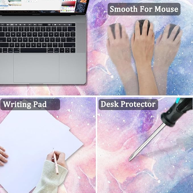 Large Desk Mat, Dual Side PU Leather Waterproof Mousepad Desk Pad, Desk Protector Writing Pads Desk Accessories for Office and Home (D - Starry Sky, 24''X14'') | Desk Pads Blotters - TrueDesk