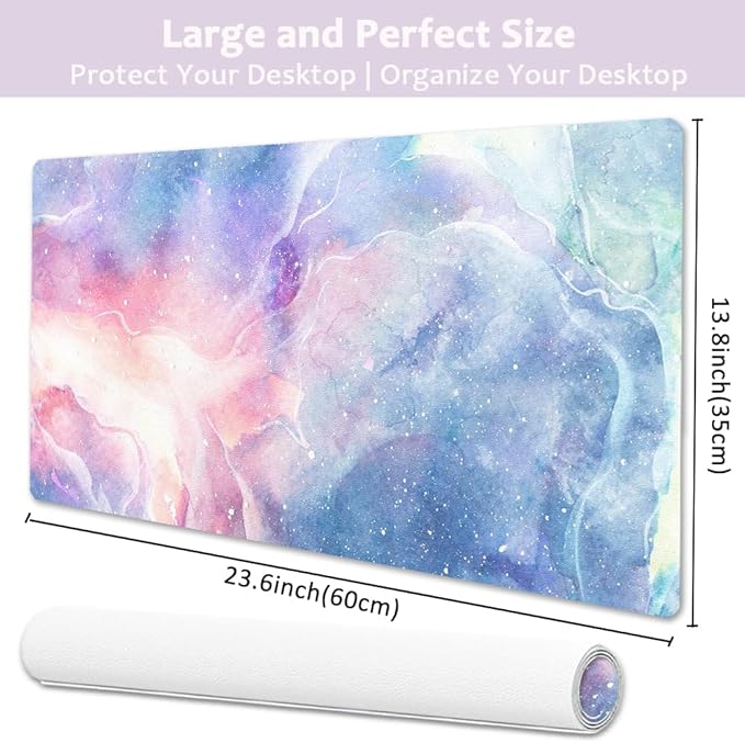 Large Desk Mat, Dual Side PU Leather Waterproof Mousepad Desk Pad, Desk Protector Writing Pads Desk Accessories for Office and Home (D - Starry Sky, 24''X14'') | Desk Pads Blotters - TrueDesk