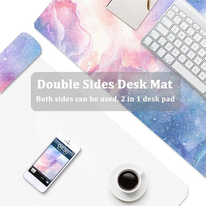 Large Desk Mat, Dual Side PU Leather Waterproof Mousepad Desk Pad, Desk Protector Writing Pads Desk Accessories for Office and Home (D - Starry Sky, 24''X14'') | Desk Pads Blotters - TrueDesk