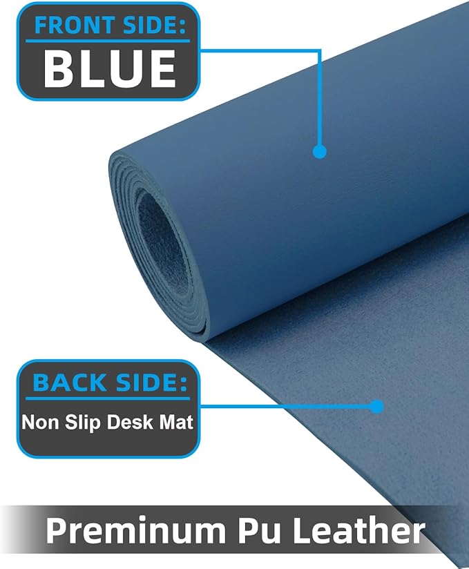 Large Desk mat, Leather Desk Pad Protector,Office Desk Mat,Mouse Pad, Non - Slip Desk Blotter, Laptop Desk Pad, Waterproof Desk Writing Pad for Office&Home (Grey Blue, 55" x 17") | Desk Pads Blotters - TrueDesk