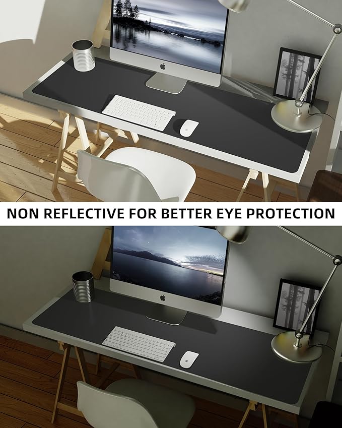 Large Desk Mat,55" x 17"Leather Desk Pad Protector,Large Mouse Pad,Non - Slip PU Leather Desk Blotter, Laptop Desk Pad,Waterproof Desk Writing Pad for Office/Home/Decor (Black) | Desk Pads Blotters - TrueDesk