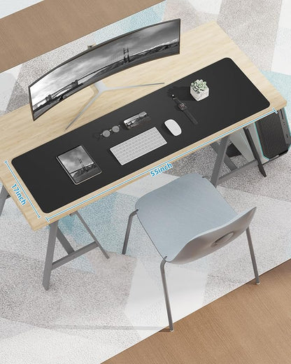 Large Desk Mat,55" x 17"Leather Desk Pad Protector,Large Mouse Pad,Non - Slip PU Leather Desk Blotter, Laptop Desk Pad,Waterproof Desk Writing Pad for Office/Home/Decor (Black) | Desk Pads Blotters - TrueDesk