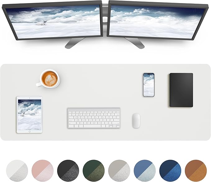 Large Desk Mat,55" x 17"Leather Desk Pad Protector,Large Mouse Pad,Office Desk Mat, Non - Slip PU Leather Desk Blotter, Laptop Desk Pad,Waterproof Desk Writing Pad for Office/Home/Decor(Ivory White) | Desk Pads Blotters - TrueDesk