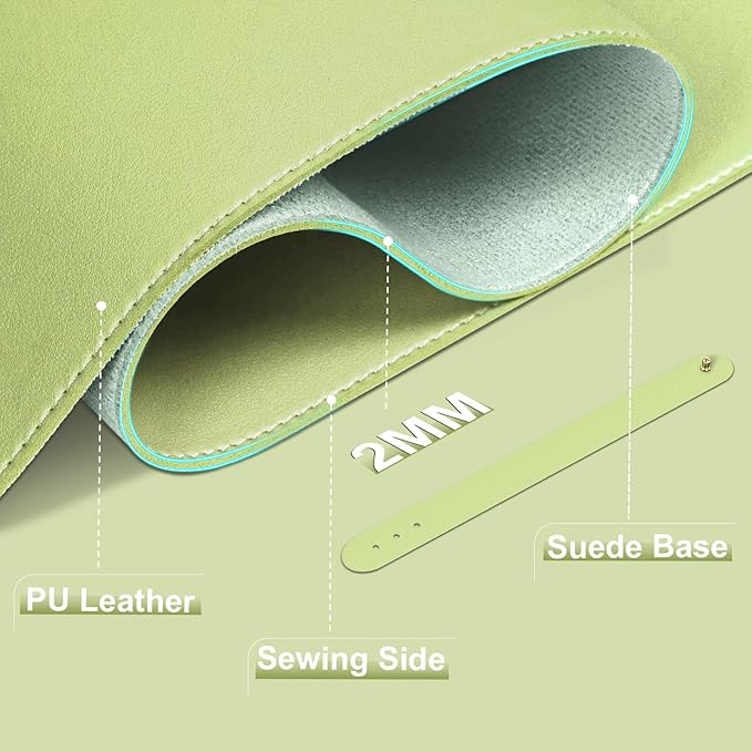 Large Desk Pad 47.2" x 17", Leather Desk Mat Protector, Non - Slip PU Leather Desk Blotter Pad, Large Mouse Keyboard Mat, Waterproof Desk Cover Pad for Office & Home(Matcha Green) | Desk Pads Blotters - TrueDesk