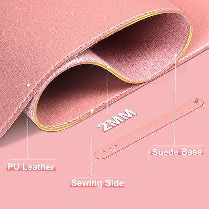 Large Desk Pad 47.2" x 17", Leather Desk Mat Protector, Non - Slip PU Leather Desk Blotter Pad, Large Mouse Keyboard Mat, Waterproof Desk Cover Pad for Office & Home(Sweet Pink) | Desk Pads Blotters - TrueDesk