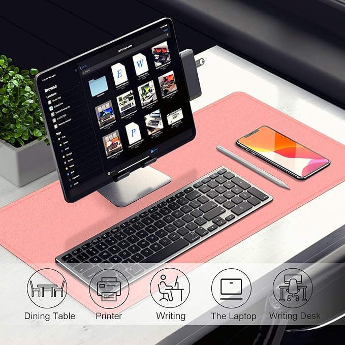 Large Desk Pad 47.2" x 17", Leather Desk Mat Protector, Non - Slip PU Leather Desk Blotter Pad, Large Mouse Keyboard Mat, Waterproof Desk Cover Pad for Office & Home(Sweet Pink) | Desk Pads Blotters - TrueDesk