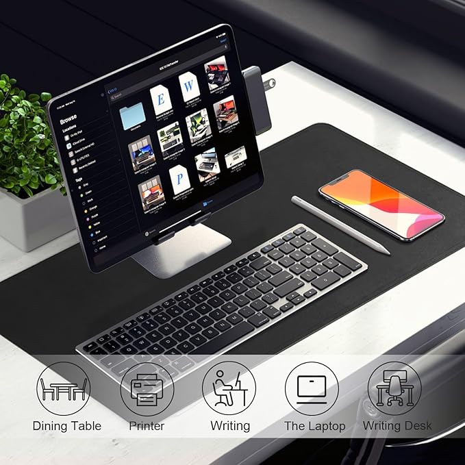 Large Desk Pad, 47.2'' x 23.6'', Computer Mat for Desk, Leather Desk Pad Protector, Suede Base Sewing Desk Blotter, Non - Slip Office Desk Mat, Waterproof Desk Writing Pad for Office and Home Black | Desk Pads Blotters - TrueDesk