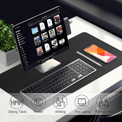 Large Desk Pad, 47.2'' x 23.6'', Computer Mat for Desk, Leather Desk Pad Protector, Suede Base Sewing Desk Blotter, Non - Slip Office Desk Mat, Waterproof Desk Writing Pad for Office and Home Black | Desk Pads Blotters - TrueDesk