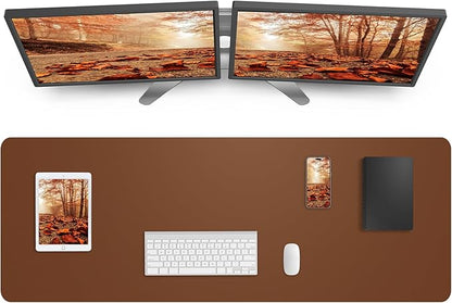 Large Desk pad mat,Mouse Pad,Office Desk Mat, Non - Slip PU Leather Desk Blotter,Large Desk mat,Waterproof Keyboard mat for Office/Home/Decor (Brown,48" x 17") | Desk Pads Blotters - TrueDesk
