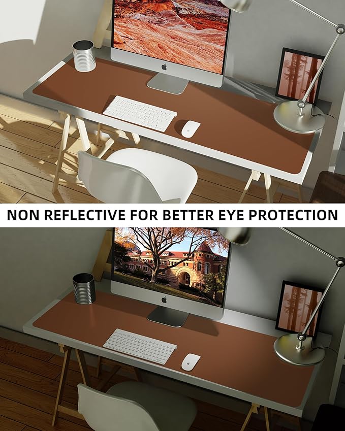 Large Desk pad mat,Mouse Pad,Office Desk Mat, Non - Slip PU Leather Desk Blotter,Large Desk mat,Waterproof Keyboard mat for Office/Home/Decor (Brown,48" x 17") | Desk Pads Blotters - TrueDesk