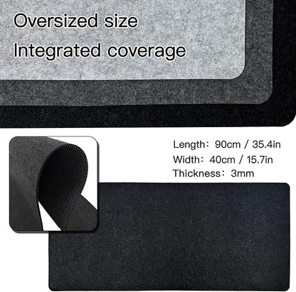 Large Felt Desk Mat, 35.4"x15.4" Felt Desk Pad - Non - Slip Keyboard Mat & Mouse Pad for Office and Gaming, Water Resistant Desktop Protector for Computer, Home, Work (Black Gray) | Desk Pads Blotters - TrueDesk