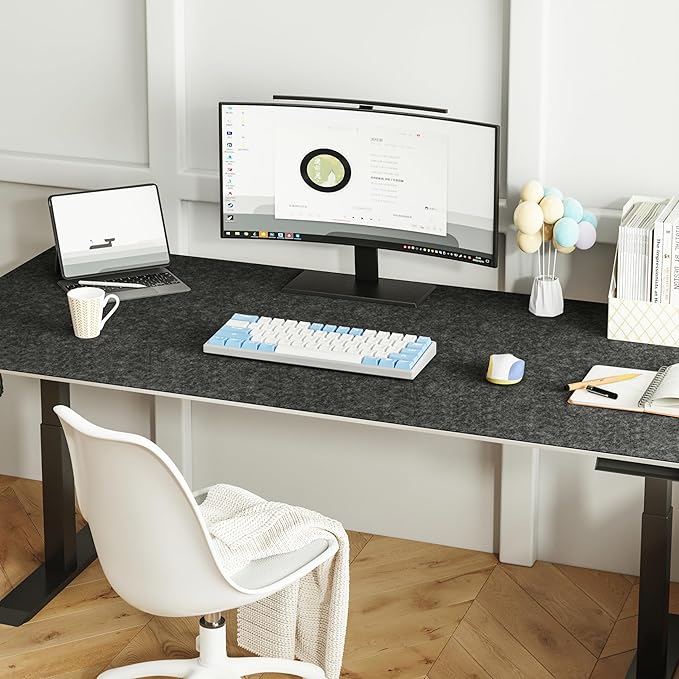 Large Felt Desk Mat,47.2"x 23.6",Non - Slip Desk Pad for Office and Home,120x60cm Full Table Mouse Pad,Keyboard Mats for Desk,Desktop Protection(Dark Gray) | Mouse Pads - TrueDesk