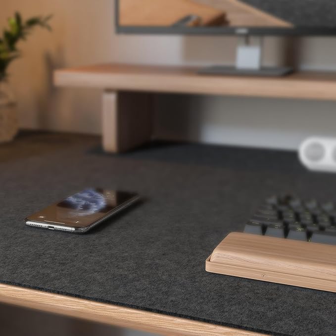 Large Felt Desk Mat,47.2"x 23.6",Non - Slip Desk Pad for Office and Home,120x60cm Full Table Mouse Pad,Keyboard Mats for Desk,Desktop Protection(Dark Gray) | Mouse Pads - TrueDesk