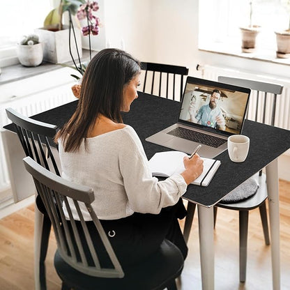 Large Felt Desk Mat,47.2"x 23.6",Non - Slip Desk Pad for Office and Home,120x60cm Full Table Mouse Pad,Keyboard Mats for Desk,Desktop Protection(Dark Gray) | Mouse Pads - TrueDesk