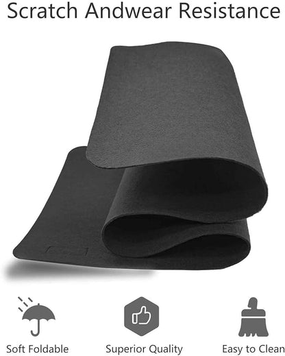 Large Felt Desk Pad | Felt Desk Protector | Full Desk Mouse & Keyboard Mat | Computer Desk Mat - 36×16 Inch Workspace Protector(Black) | Desk Pads Blotters - TrueDesk