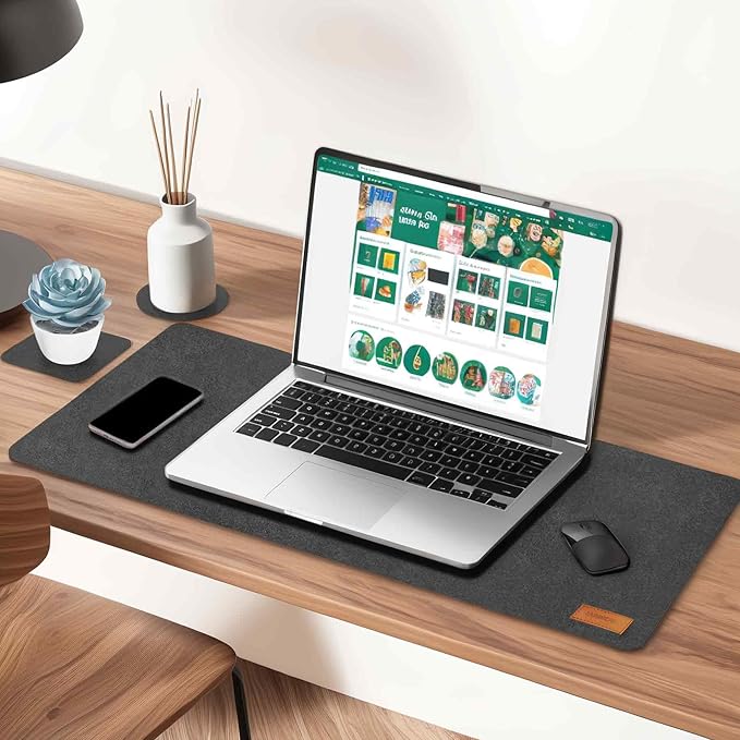 Large Felt Desk Pad | Felt Desk Protector | Full Desk Mouse & Keyboard Mat | Computer Desk Mat - 36×16 Inch Workspace Protector(Black) | Desk Pads Blotters - TrueDesk
