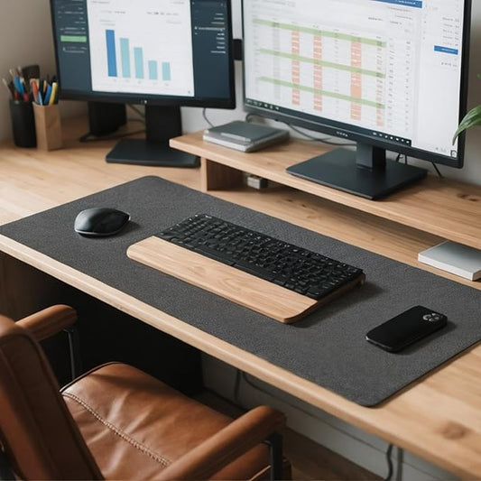 Large Felt Desk Pad | Felt Desk Protector | Full Desk Mouse & Keyboard Mat | Computer Desk Mat - 36×16 Inch Workspace Protector(Black) | Desk Pads Blotters - TrueDesk