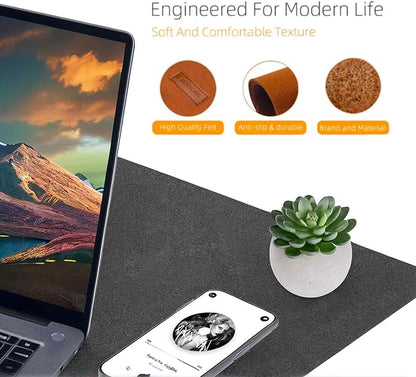 Large Felt Desk Pad | Felt Desk Protector | Full Desk Mouse & Keyboard Mat | Computer Desk Mat - 36×16 Inch Workspace Protector(Black) | Desk Pads Blotters - TrueDesk