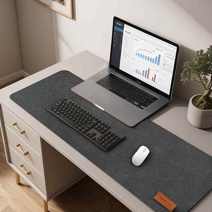 Large Felt Desk Pad | Felt Desk Protector | Full Desk Mouse & Keyboard Mat | Computer Desk Mat - 36×16 Inch Workspace Protector(Black) | Desk Pads Blotters - TrueDesk
