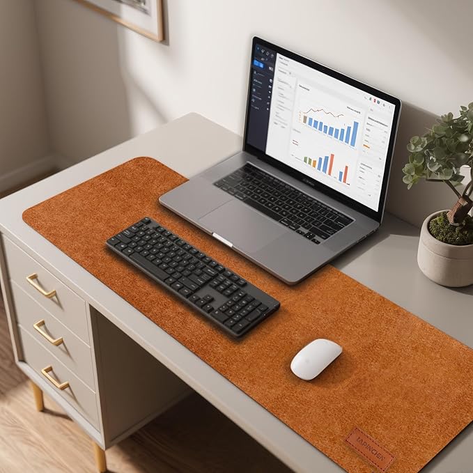 Large Felt Desk Pad | Felt Desk Protector | Full Desk Mouse & Keyboard Mat | Computer Desk Mat - 36×16 Inch Workspace Protector(Brown) | Desk Pads Blotters - TrueDesk