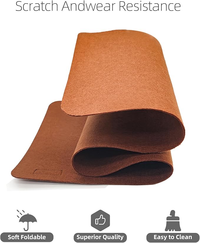 Large Felt Desk Pad | Felt Desk Protector | Full Desk Mouse & Keyboard Mat | Computer Desk Mat - 36×16 Inch Workspace Protector(Brown) | Desk Pads Blotters - TrueDesk